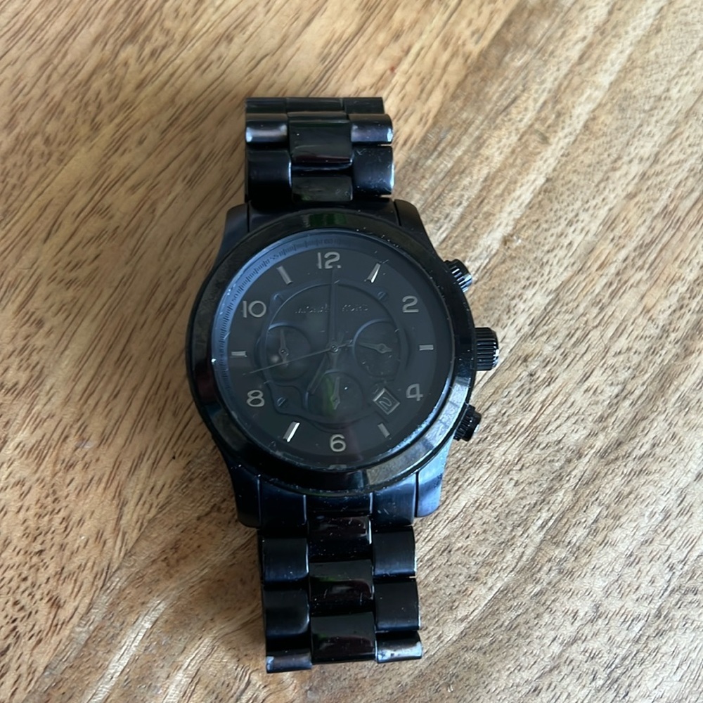 Michael KORS men’s watch MK8517 blacked out chronograph stainless steel - Picture 1 of 4